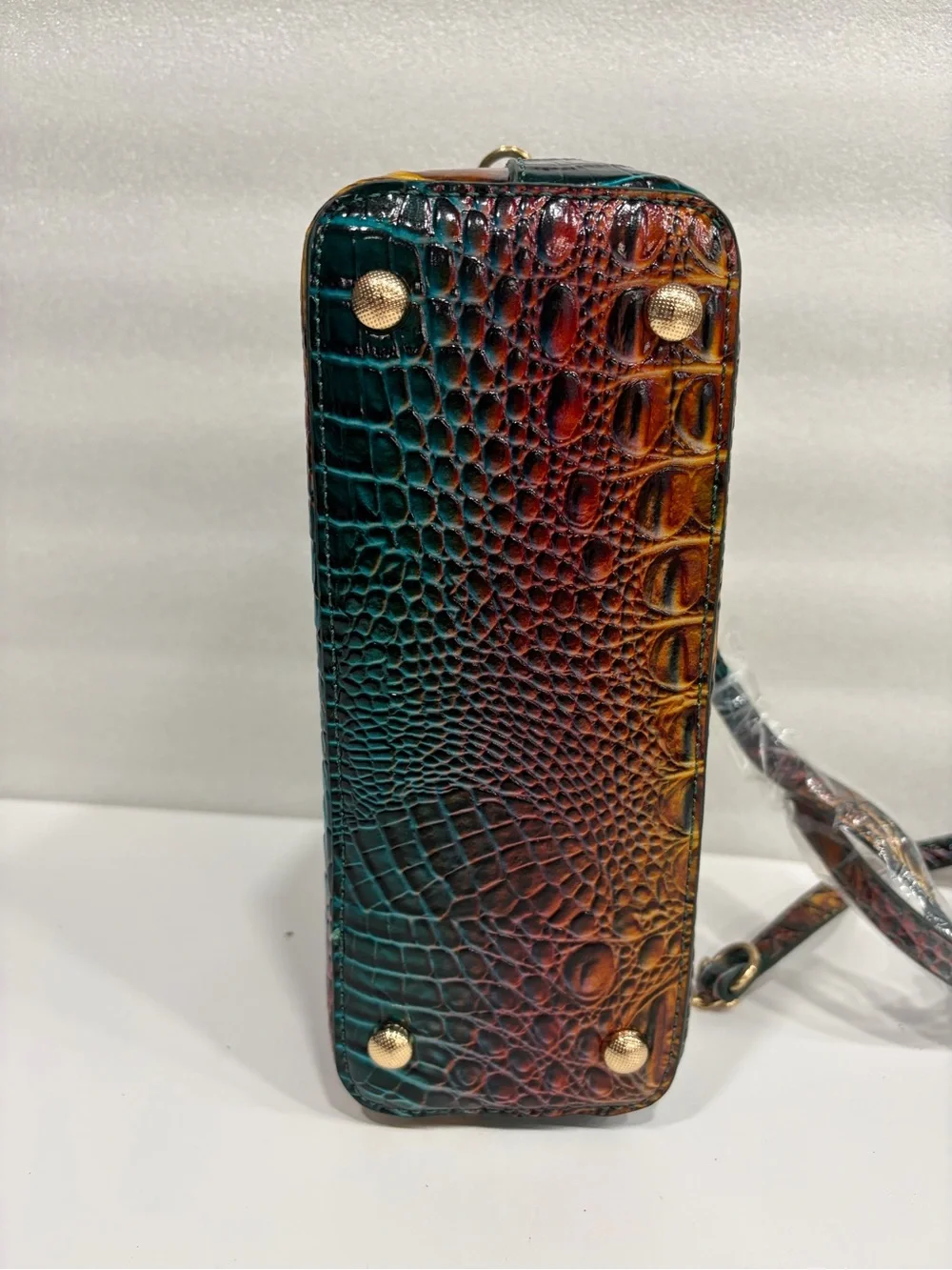 Fashion inspired Prismatic Croc-Embossed Multicolor Crossbody with Gold Chain
